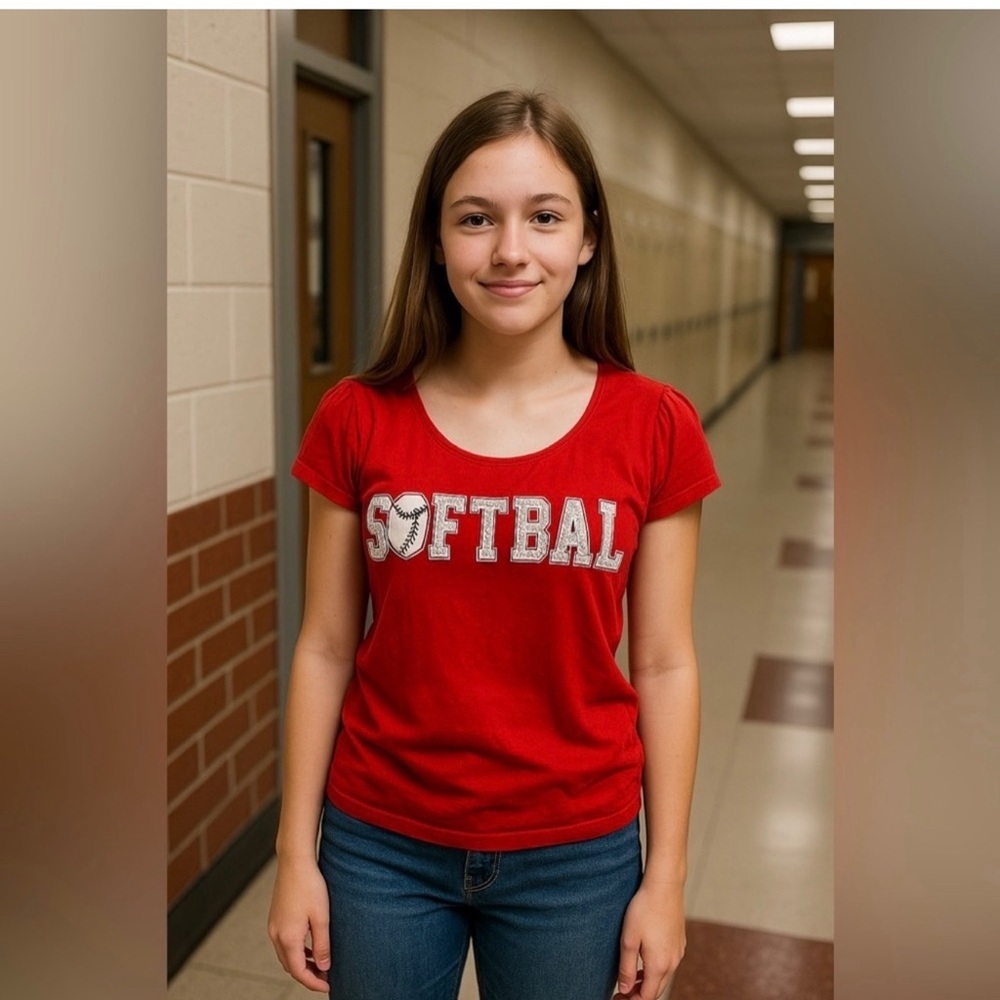 Justice Red Softball Graphic Kids Jersey